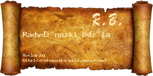 Radvánszki Béla névjegykártya